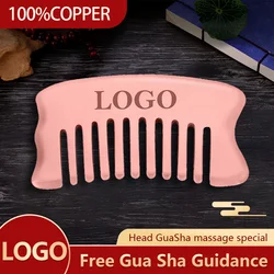 Universal Red Copper Guasha Plate, Household Scalp Massage Comb, Mammama Raspagem, Latão Puro, com