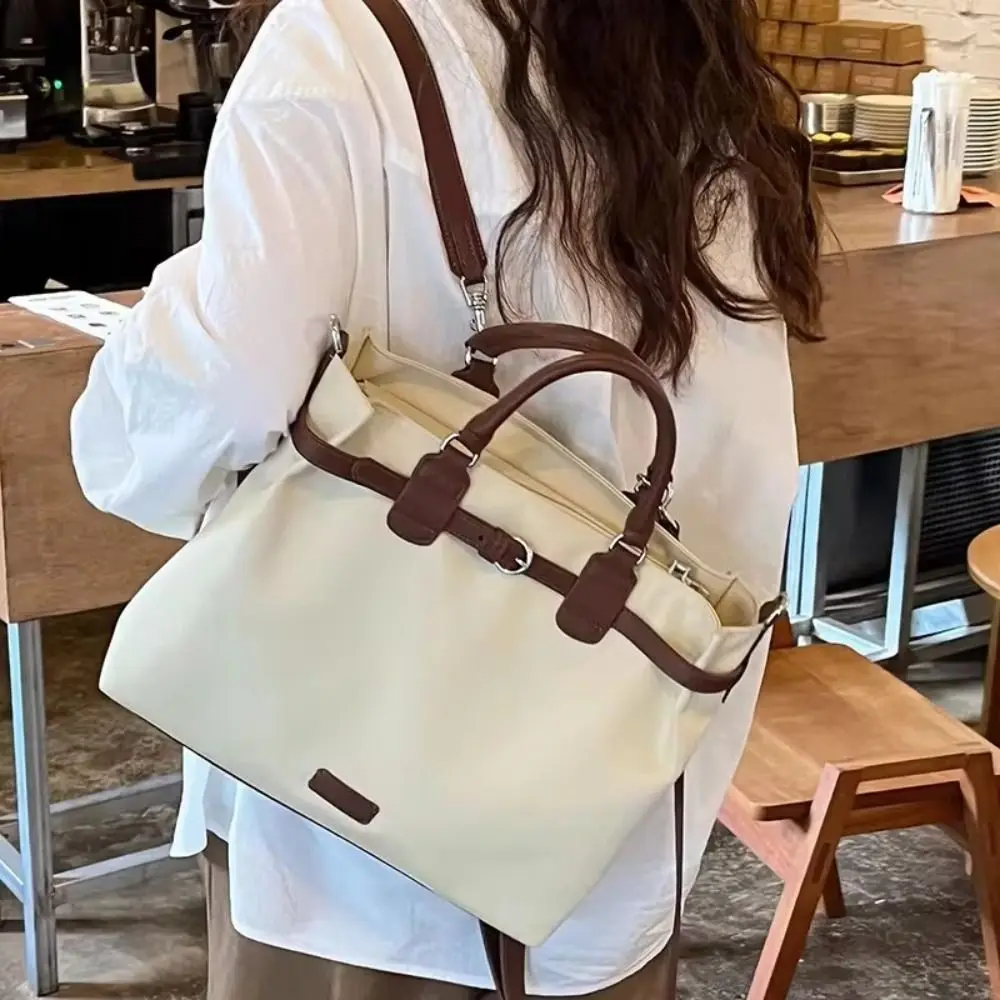 Casual Nylon Women Shoulder Bag Solid Color Handbag Travel Backpack Lage Capacity Briefcase Tote Bag