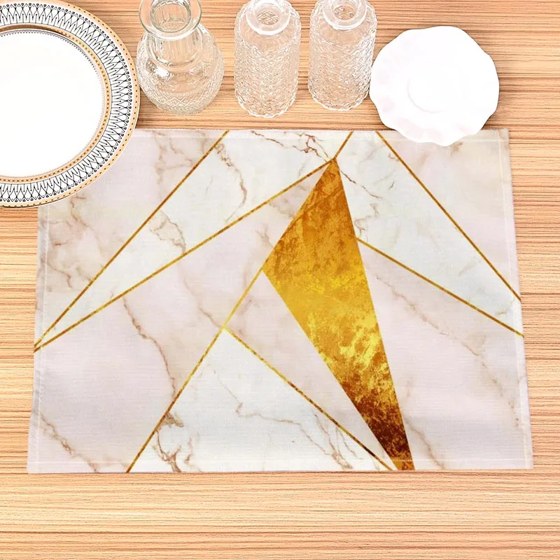 Alcohol Ink Pattern Placemat Cotton Linen Fabric Table Mats Family Dinner Tableware Kitchen Size 30X40cmTable Mat