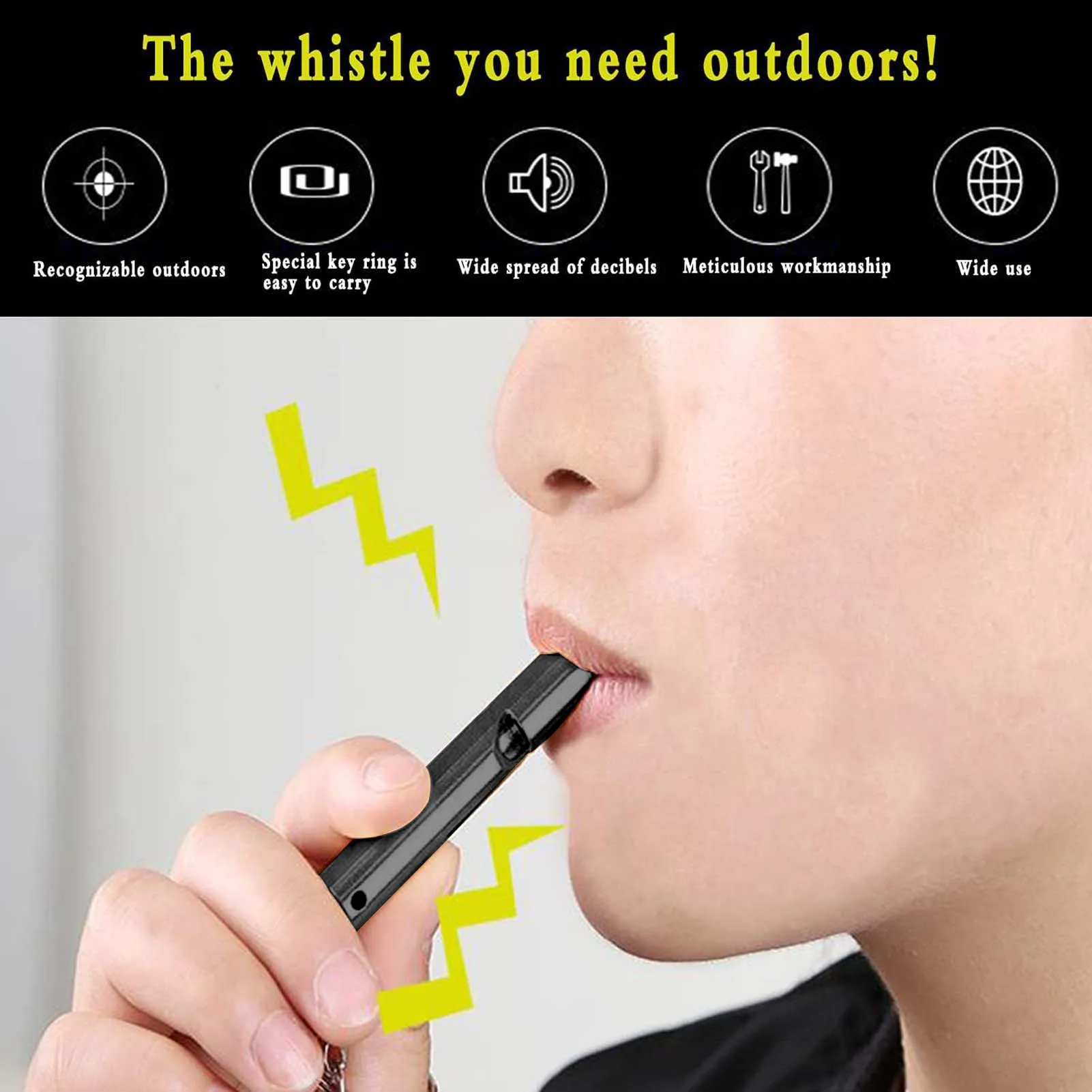 5PCS Outdoor Safety Whistle Two Sound Chamber Emergency Whistles for Fishing Survival Safety