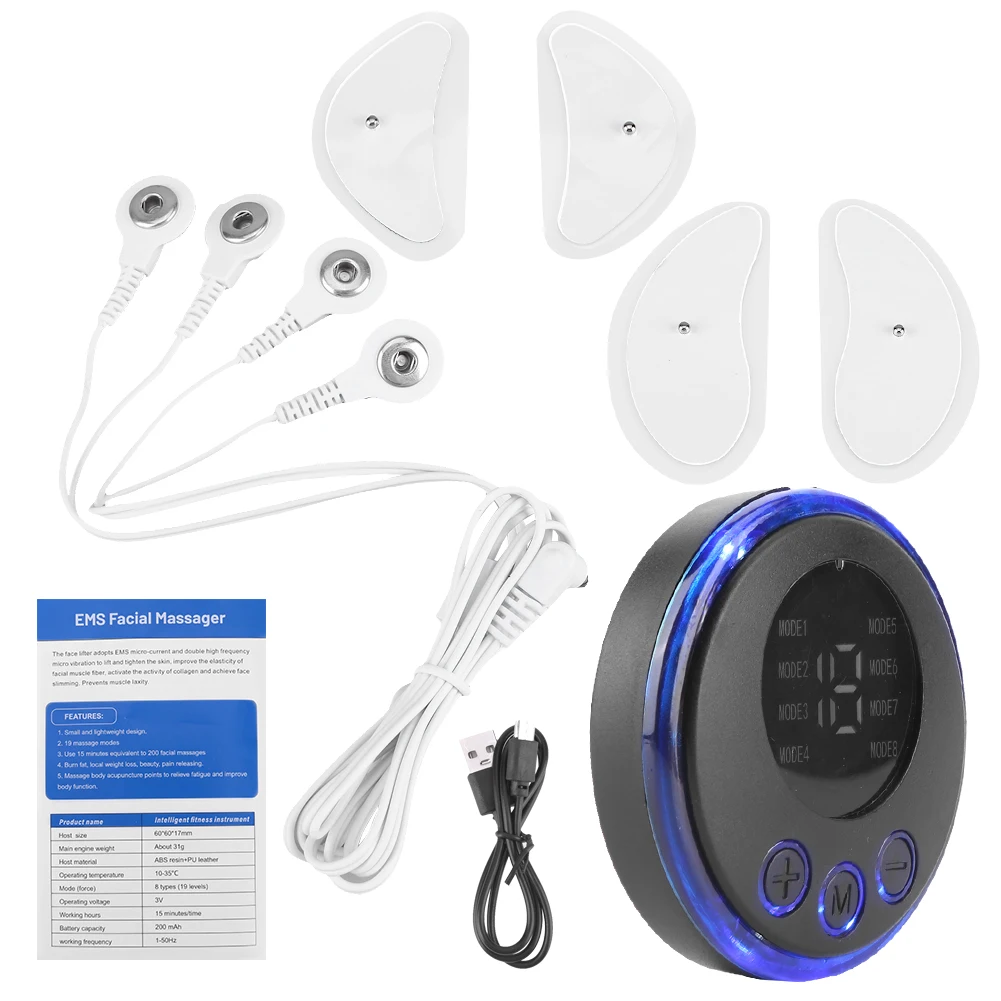 EMS Gezichtsmassager Huidige spierstimulator 8 modi 19 niveaus Gezichtsliftapparaat Anti-aging schoonheidsapparaat voor nekgezicht