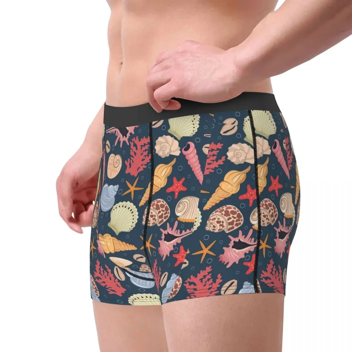 Men Colorful Seashells Coral Underwear Humor Boxer Shorts Panties Male Soft Underpants