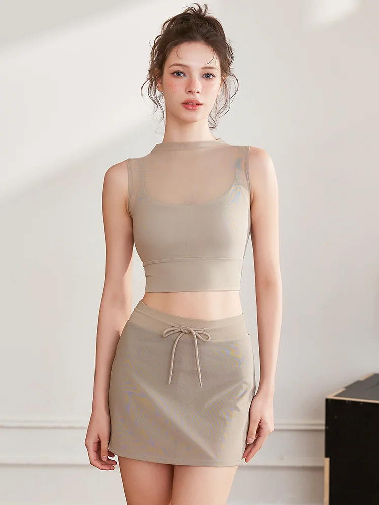 

Yoga Sports Tank Top Women's New 2025 Me Splice Svel Fitn Clothing ort Sle Thin Model round Ne Commute Sle