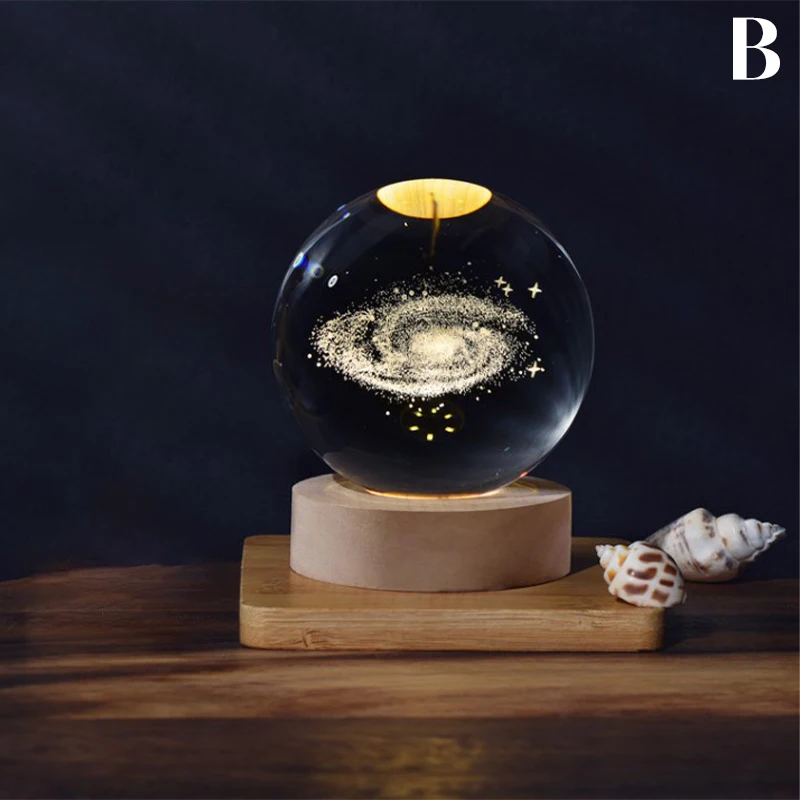 USB LED Night Light Galaxy Crystal Ball Table Lamp 3D Planet Moon Lamp Bedroom Home Decor For Kids Party Children Birthday Gifts