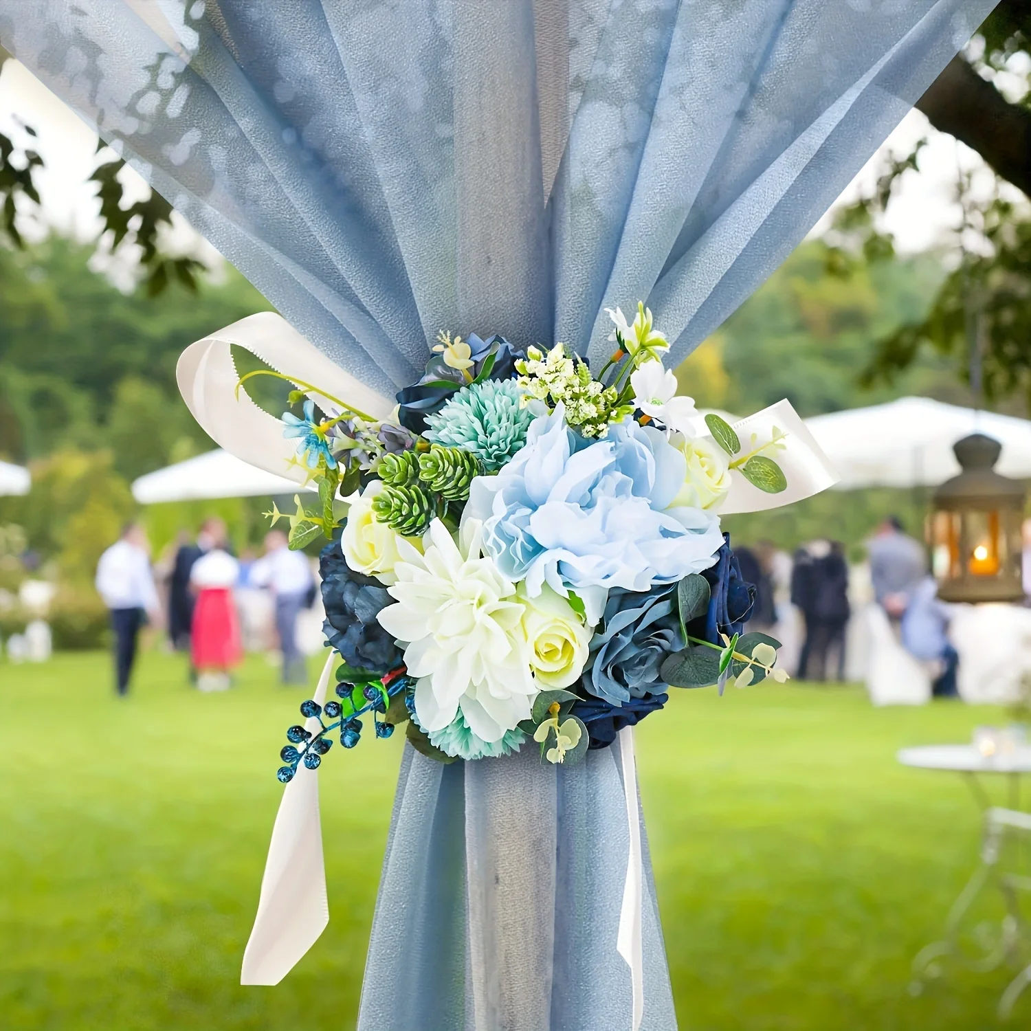 Blue rose artificial flower combination box set, bride bouquet, outdoor/indoor DIY center piece, flowers for decoration