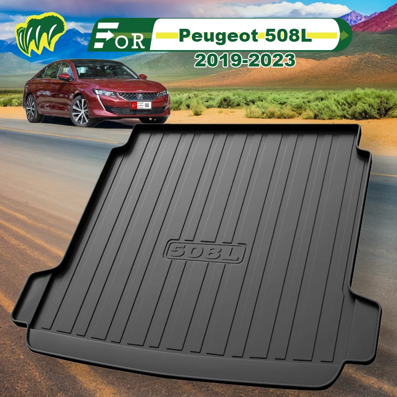 

For Dongfeng Peugeot 508L 2019-2023 TPE Custom Fit Car Trunk Mat All Season Black Cargo Mat 3D Shaped Laser Measured Trunk Liner