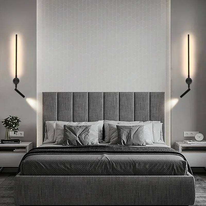 Modern Minimalist Long Rotating Art Wall Lamp Bedroom Bedside Reading Light Living Room Sofa Led Lights Interior Home Decor