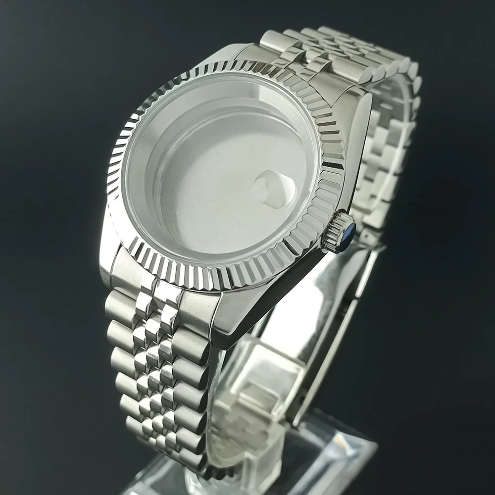 41mm NH35 silver gold rose sapphire glass case, 28.5mm dial with green glow in the dark, suitable for NH35/36/4R movements