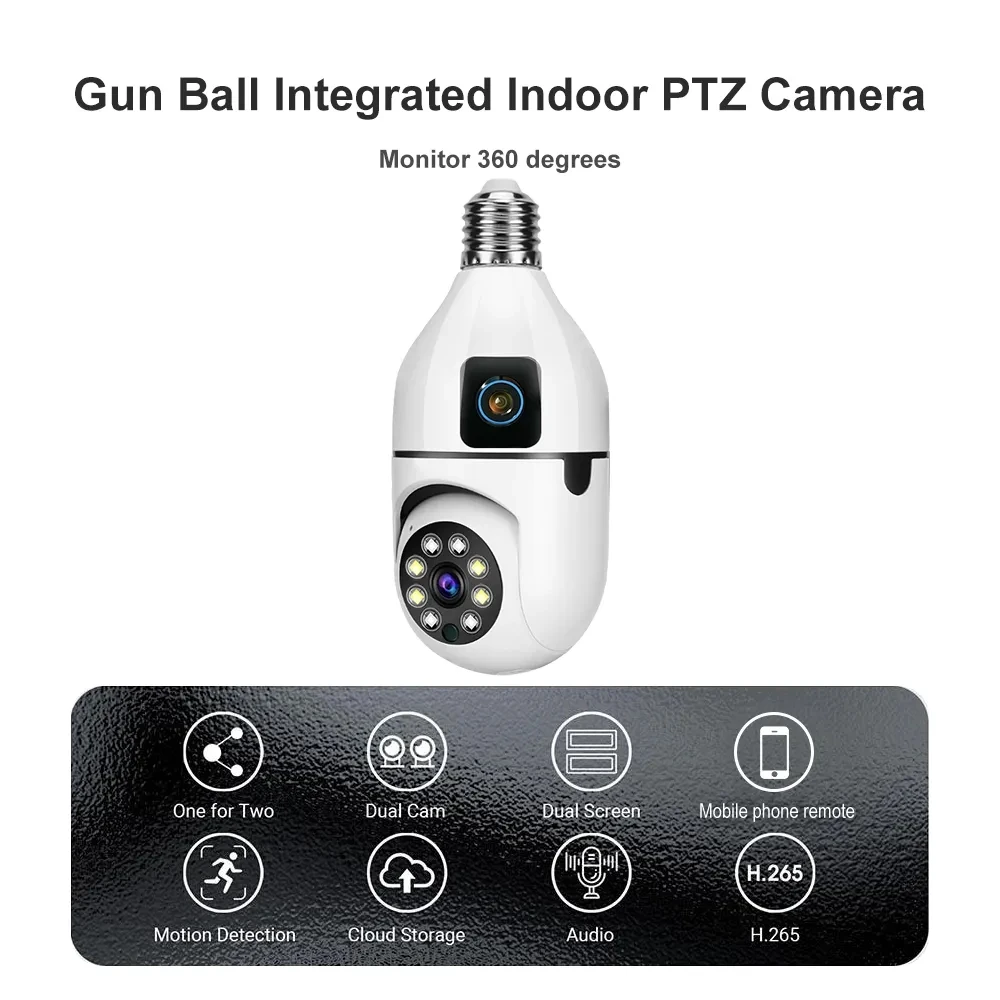 Dual Screen YOOSEE  2MP WIFI Camera Dual Lens Home Indoor Smart Wireless E27 Light Bulb Security Camera Color Night Vision