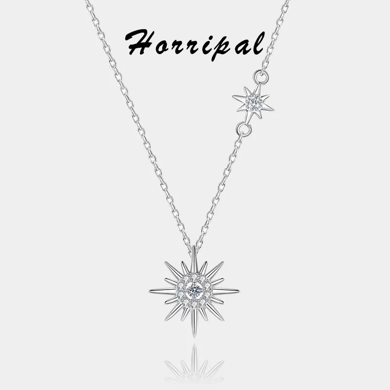 

Sterling Silver Pendant Necklace for Women D VVS1 Moissanite with GRA Certificate Clavicle Chain Plated 18K White Gold Fine Gift