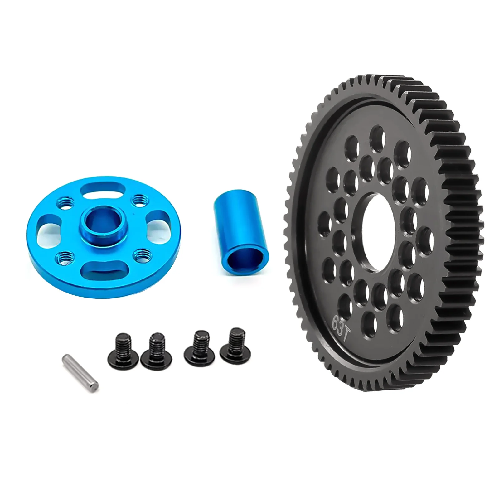 Imagem -02 - Velocidade de Alumínio Spur Gear com Gear Mount Kit Peças de Atualização para Tamiya Tt02 Tt02 rc Acessórios do Carro Substituir 63t 64t 66t 71t Alta