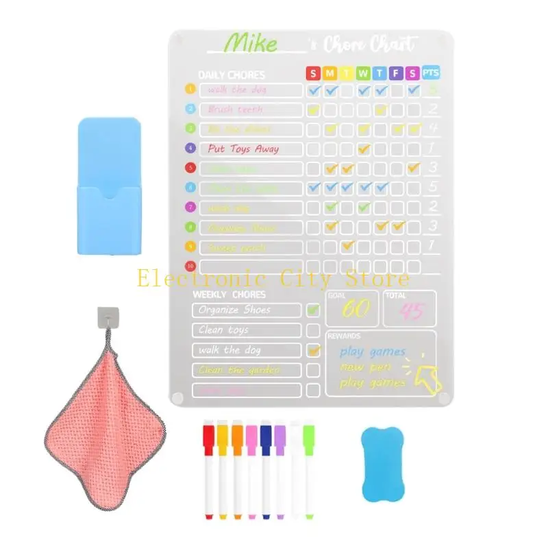 냉장고 알림 일일 계획 HU8D 용 명확한 아크릴 자기 집안 차트 보드