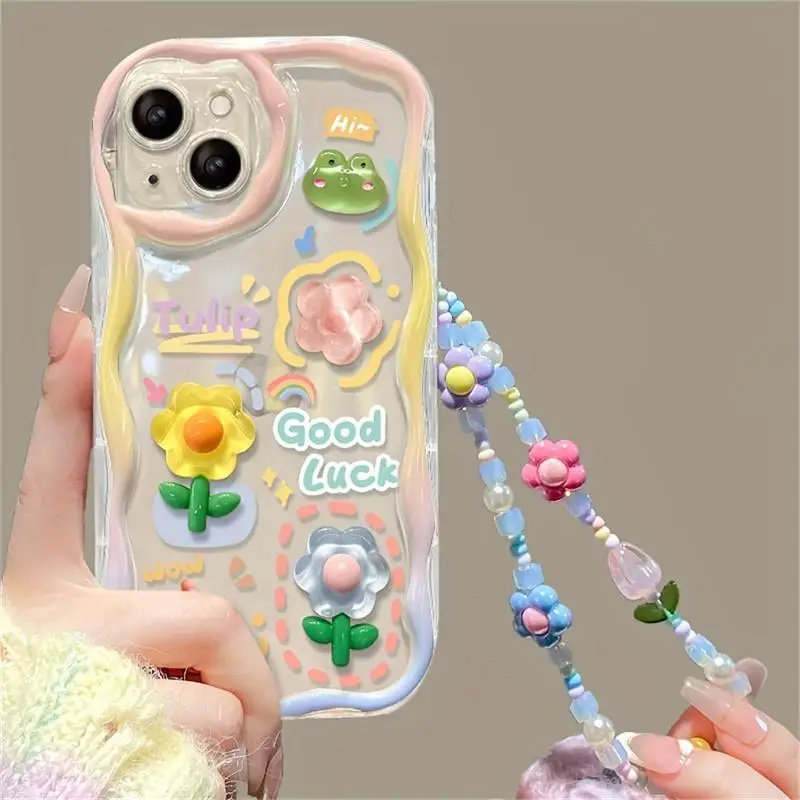 3D Frog with Bracelet Chain Case for Samsung Galaxy S24 S23 Ultra FE S21 Plus A55 A54 A34 A52 A53 A14 A23 A24 A32 A15 A05 Cover