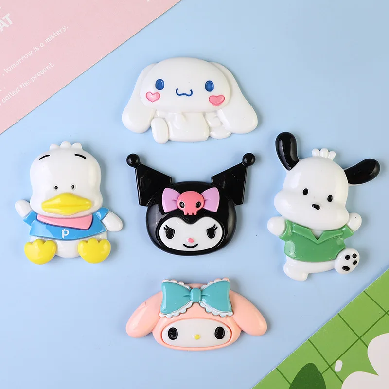 2Pcs Cute Cartoon Melody Kuromi Cinnamoroll Pochacco Pekkle grandi accessori in resina Patch decorazione fai da te materiali giocattolo