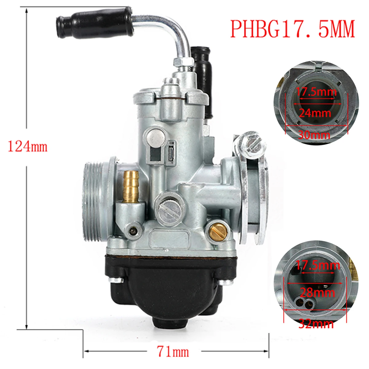 Carburador phbg 17 19 21mm 2t motocicleta corrida carb com entrada de ar para dellorto rs50 47cc 49cc gy6 jog 50cc 90cc dio90