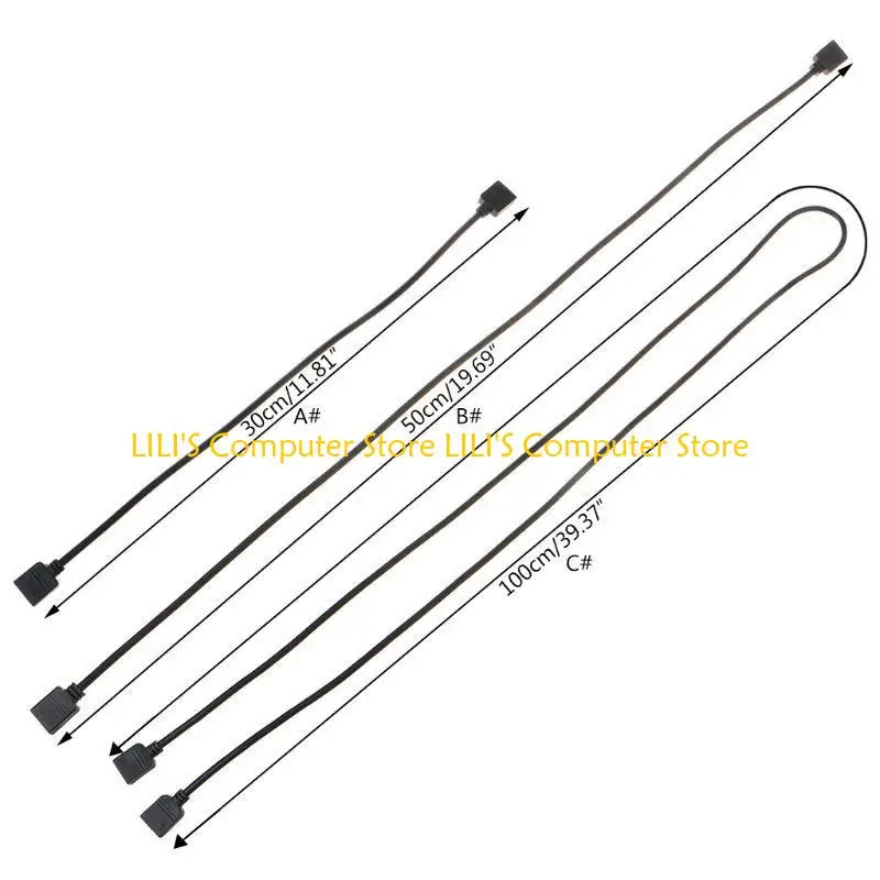 A52B 5V 3 Pin Computer Motherboard Extension Cable RGB Connector Hub RGB Splitter Cable for Computer Chassis