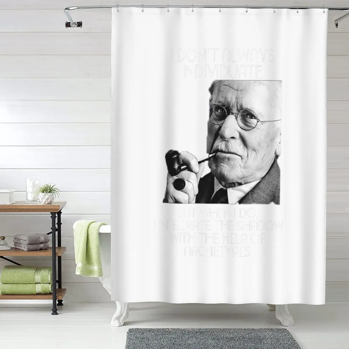 

Шторка для душа Carl Jung - Individuate, полиэстеровая, водонепроницаемая, с крючками