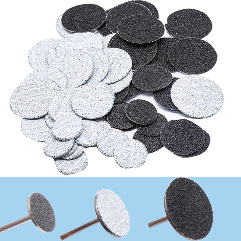 New~Black/White Sanding Paper 50/pcs Pedicure Foot Care Tools 15mm 20mm 25mm Nail Drill Bit Disk Disc Salon Calluse Replaceable