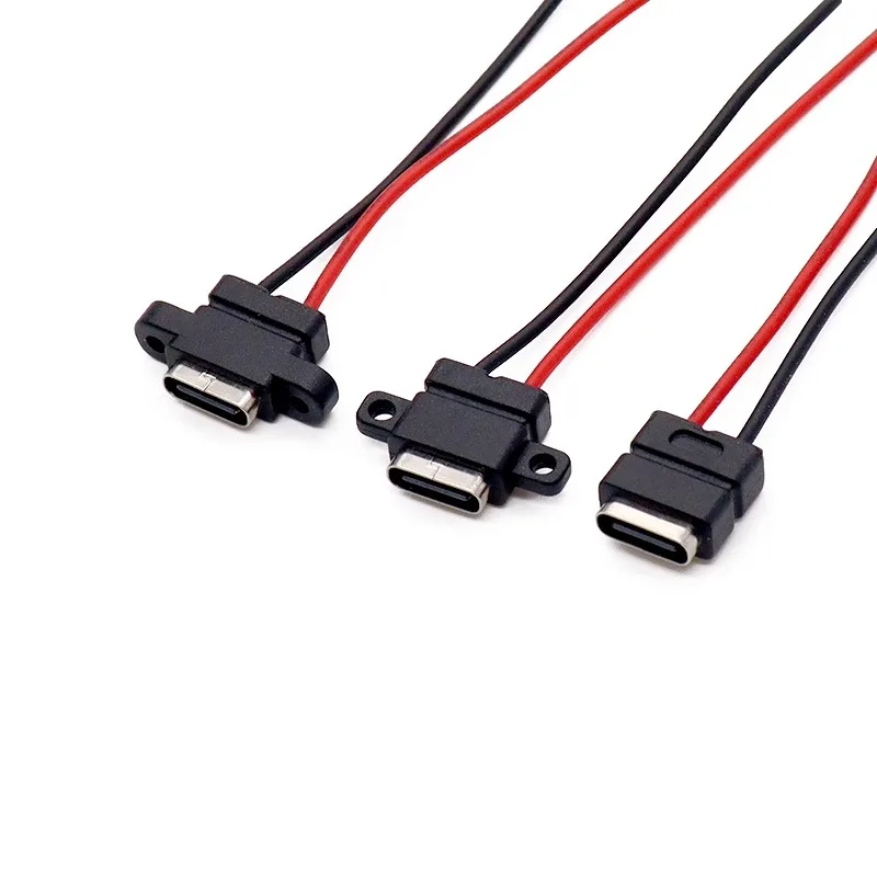 

Type C Waterproof USB Connector 2P Female DIY with Mounting Hole Electric Shaver Welding Wire Tail Plug Direct