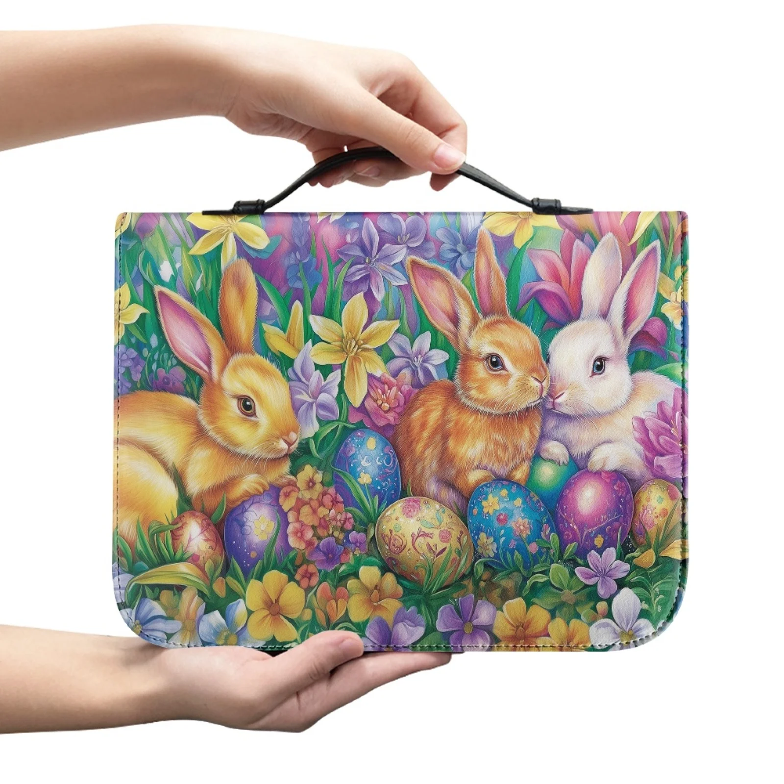 XIXIRIMIDO Easter Bunny 2026 Trending Bible Cover Case PU Leather Zipper Bible Carrying Book Case for Women