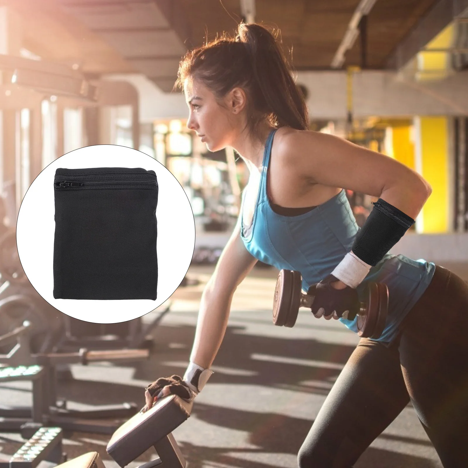 

Wrist Pouch Lightweight Stretchy Fabric Wrist Wallet Running Fitness Armband Phone Holder Secure Zipper Pocket