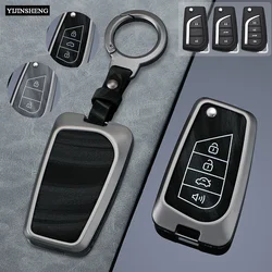 2 3 4 Buttons Metal + PU Leather Car Key Case Cover Holder Shell Fob For Toyota Hilux Corolla Avensis Prado Fortuner RAV4 CHR