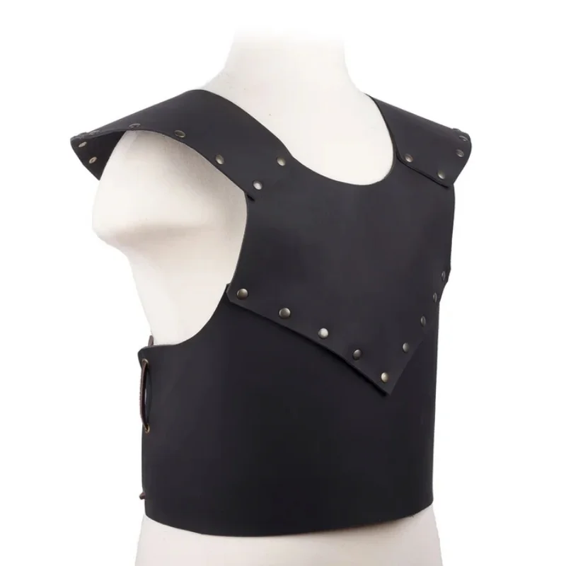 Medieval Retro Steampunk Viking Warrior Knight Gladiator Brown Breastplate PU Leather Vest Costume Cosplay Costume Accessories