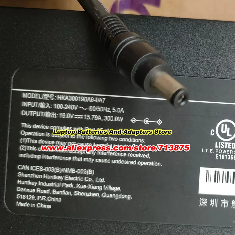 Genuine 300W HKA300190A6-0A7 AC Adapter For HUNTKEY 19V 15.79A Power Supply with 5.5x2.5mm Power Adapter