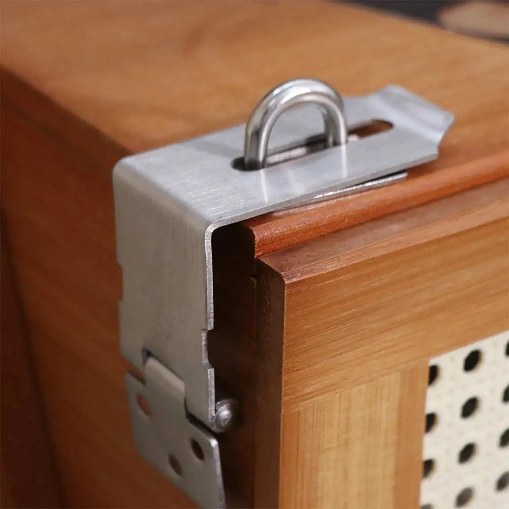 

Practical 90° Padlock Hasp Anti-theft Sturdy Lock Plate Buckle Stainless Steel Safety Clasp Lock Desk