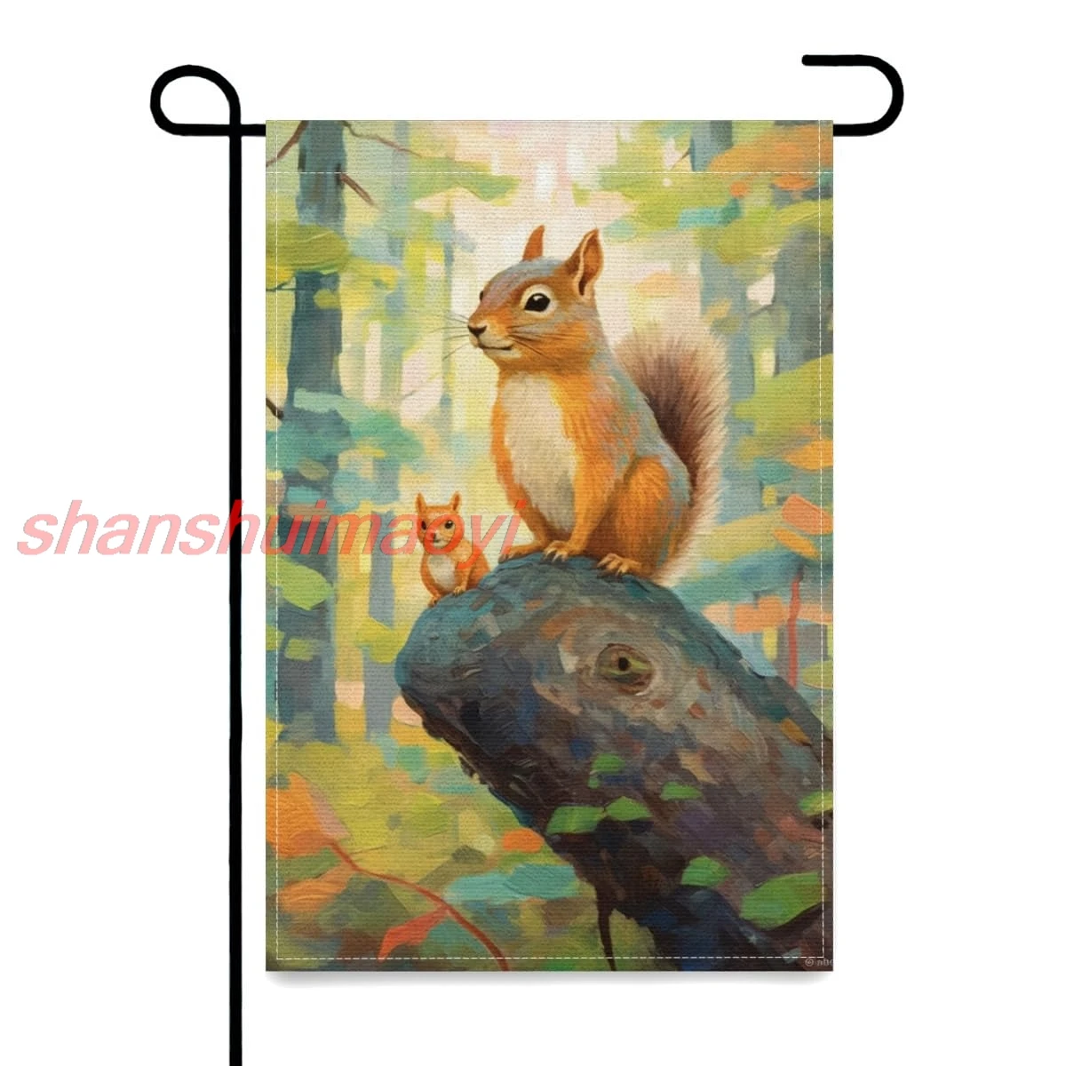 Spring Cute And Happy Squirrel Garden Flag 12 x 18 Inch linen Double Sided Spring Summer Flags Garden Yard Banners for Outs NIU