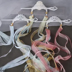 Chinese Hairpin Tiaras Set For Women Classic Silk Ribbon Hairpin Chopstick Girls Party Cosplay Headpiece Fairy Hair Jewelry