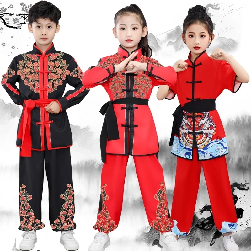 Traditional Chinese Clothing Kids Kungfu Wushu Tai Chi Uniform Boy Girl Arts Stage Performance Girl Boy Kung Fu Costumes