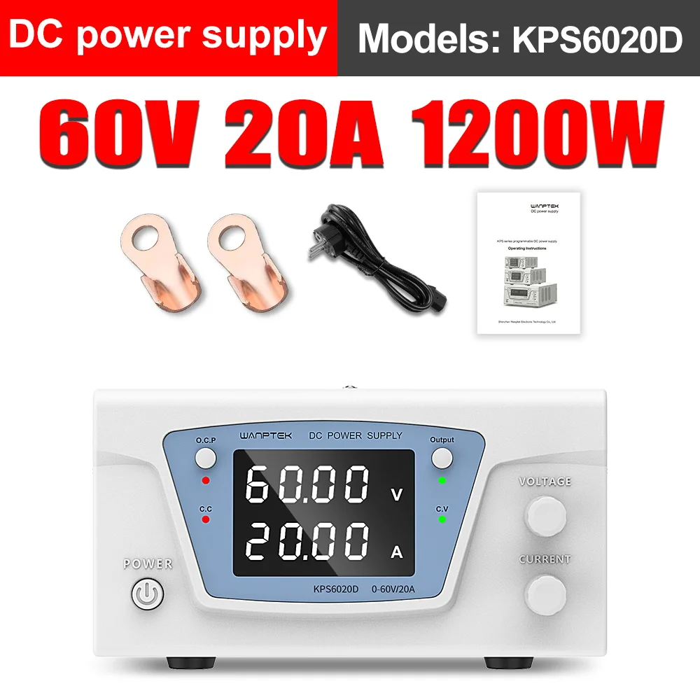 Wanptek Laboratorium DC-voeding 30V 10A 20A 60V 10A 20A 100V 5A 10A verstelbare gestabiliseerde variabele digitale geregelde bron