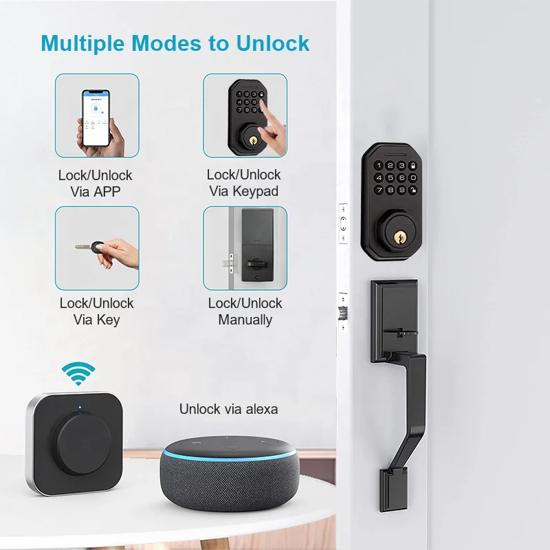 

Tuya Wifi Electronic Password Door Lock With Tuya APP Remotely/Password/Mechanical Key Unlock Smart Home Security Door Lock