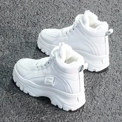 2022Sneakers casual da donna; sneakers invernali con pelliccia di peluche; scarpe da donna calde; scarpe da donna con allacciatura moda femminile