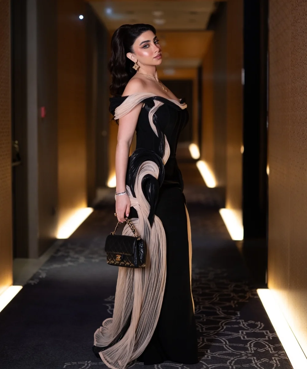 

Customized Matching Jersey Pleat Ruffle Trumpet Off-the-shoulder Long Bespoke Occasion Party Dresses Elegant