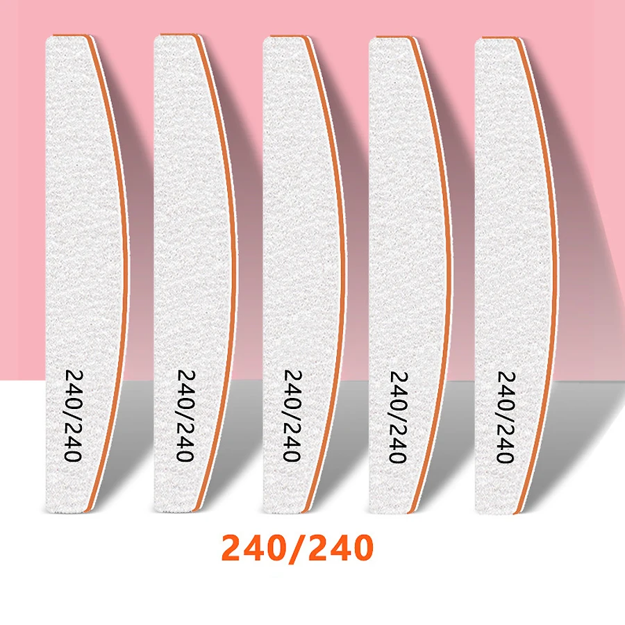 5 Stuks Nagelvijlen Set Dubbelzijdig Halve Maan Schuurpapier Met 80/100/150/180/240 Grits Cuticle Remover Buffer Voor Manicure Gereedschap