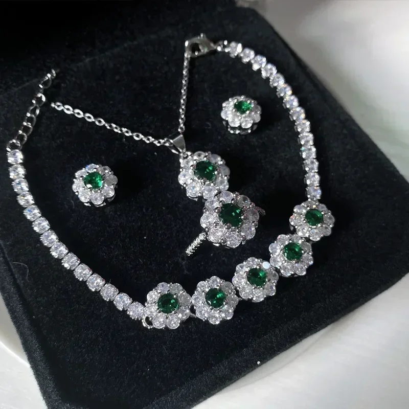 MDL مويسا!ite نمط أوائل الصيف جديد ديزي الزمرد Jitterbug 5 قطع تنزانيت اللون الأزرق جوهرة مزاجه الشاي خاتم الماس #2