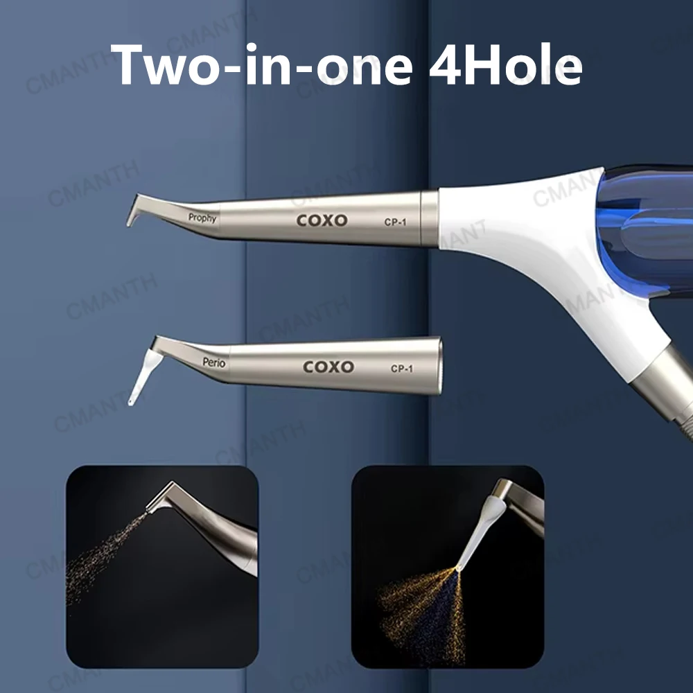 COXO Dental Air Polisher CP-1 2in1 Sandblasting Machine Air Abrasion Teeth Whitening Spray Dentistry Polishing Tool 4 Holes