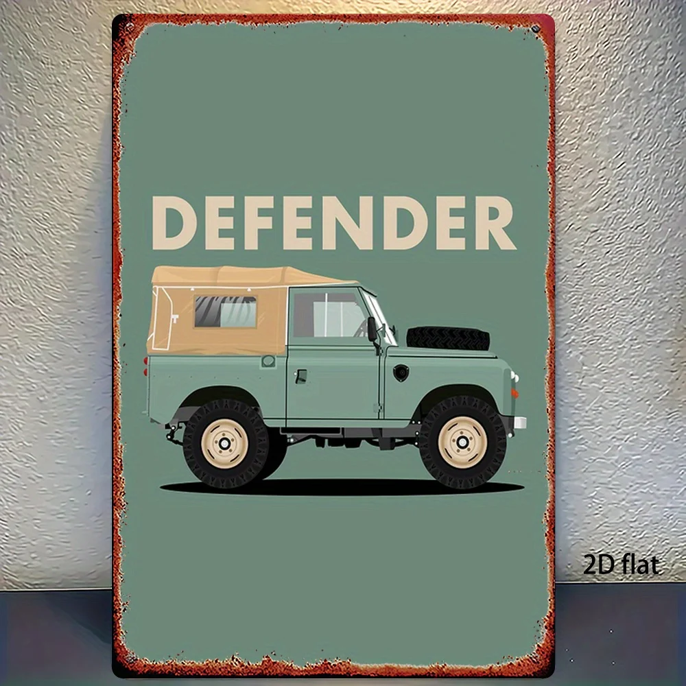 1pc, Metal Sign, Defender Offroad Cars, Vintage Wall Art Suitable for Homes,Garages, Restaurants, And Cafes, Flat Printed Square