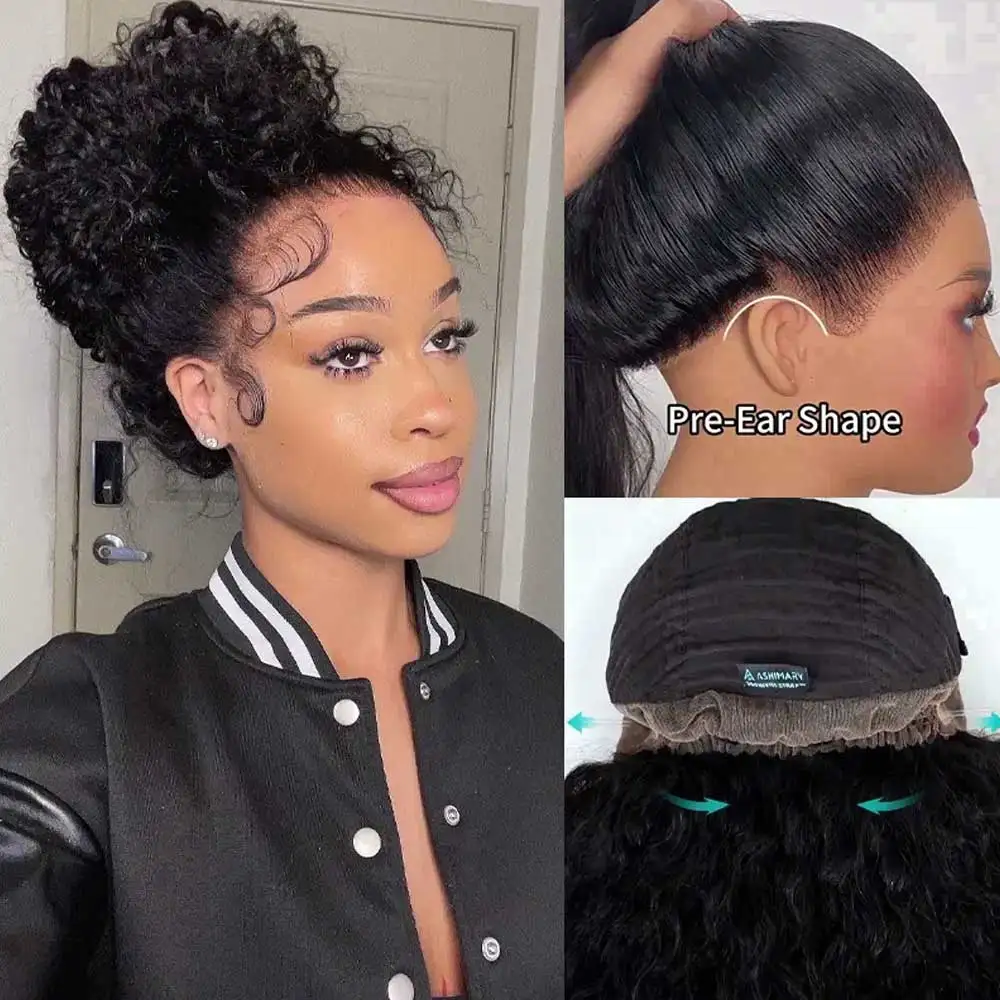 غريب حواف موجة المياه غير مرئية الرباط 360 كامل HD الدانتيل شعر مستعار أمامي غلويليس شعر مستعار 100% شعر الإنسان الخام موجة عميقة شعر مستعار أمامي #6