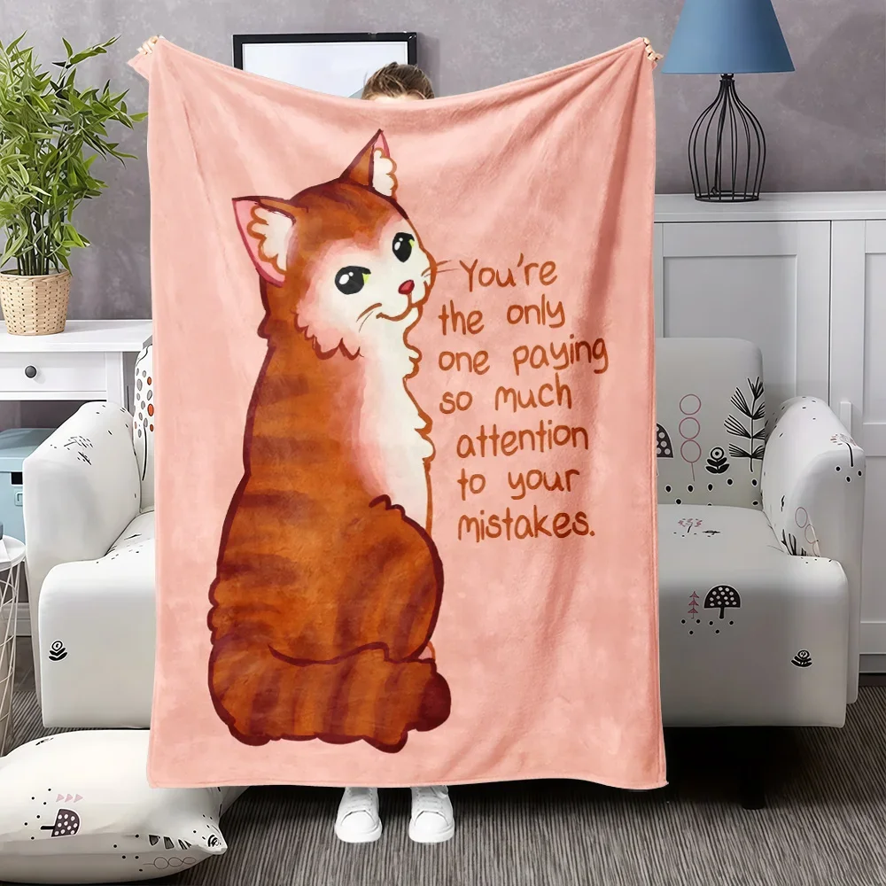 

Плед PC Cozy Ginger Tabby из фланели с забавной надписью «Ты — единственный платящий клиент», нежно-розовый, коричневый, в полоску, для кровати