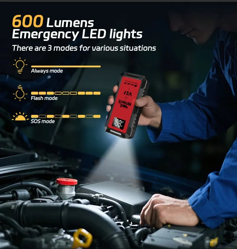 Power Car Jump Starter Battery for Car Starter Portable Emergency Booster 12V Auto Starting Device Petrol Diesel