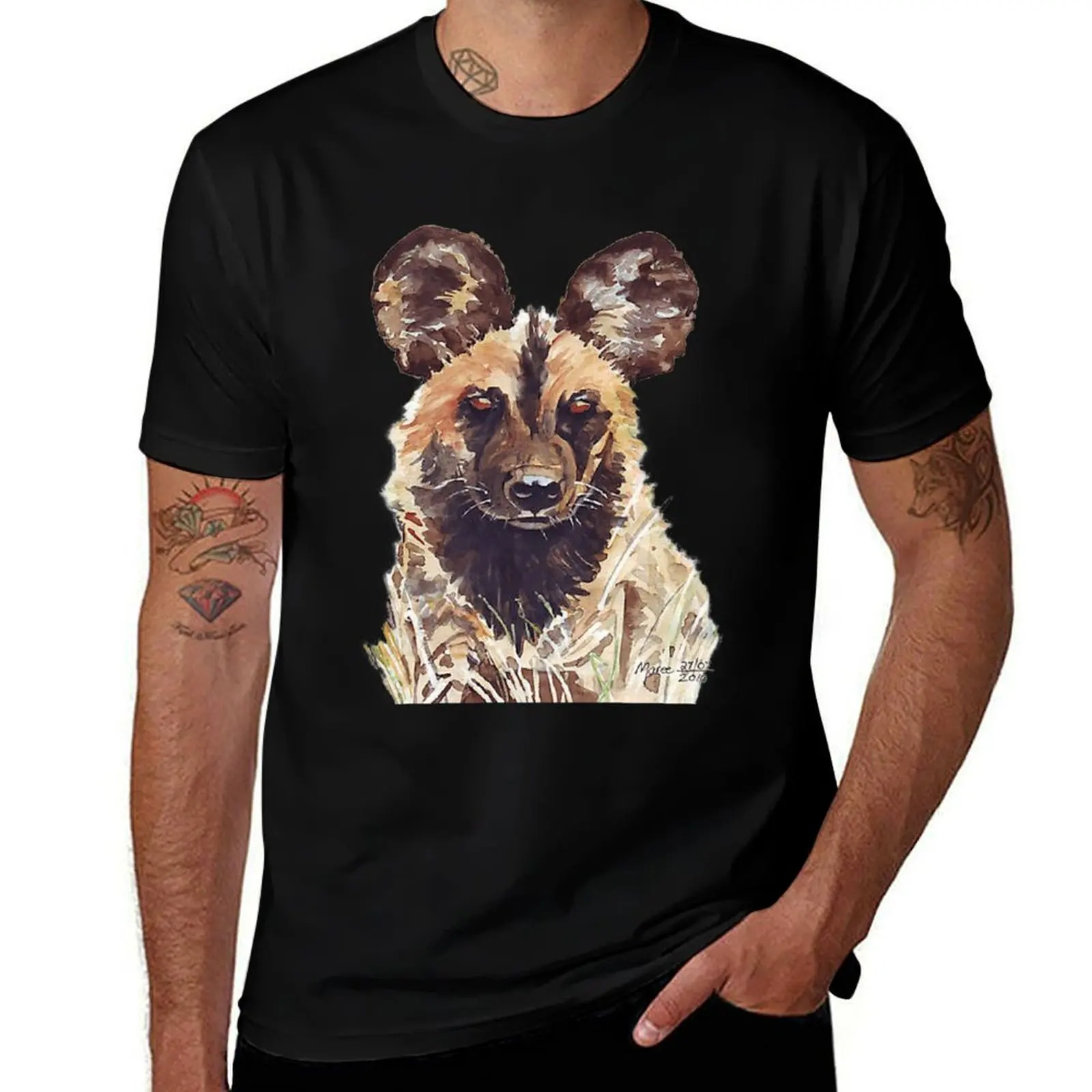 

graphic shirt t African T-Shirt man Wild Dog t printed t man for man shirts shirts plain