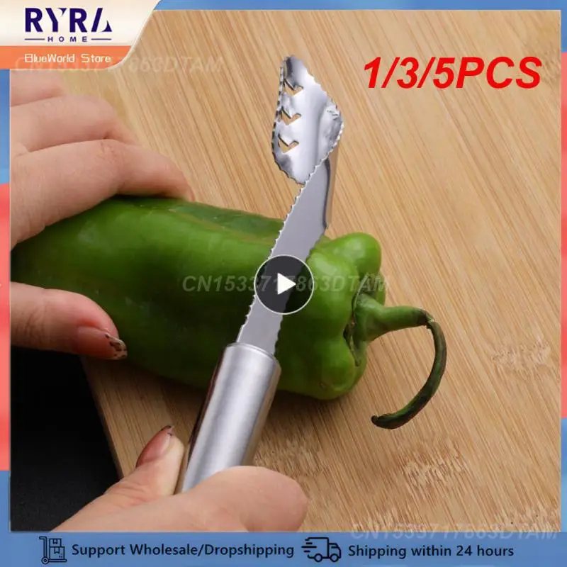 1/3/5PCS Pepper Digging Tool Tail Hanging Hole Easy To Clean Chili Corer Stainless Steel Corer Convenient Creative