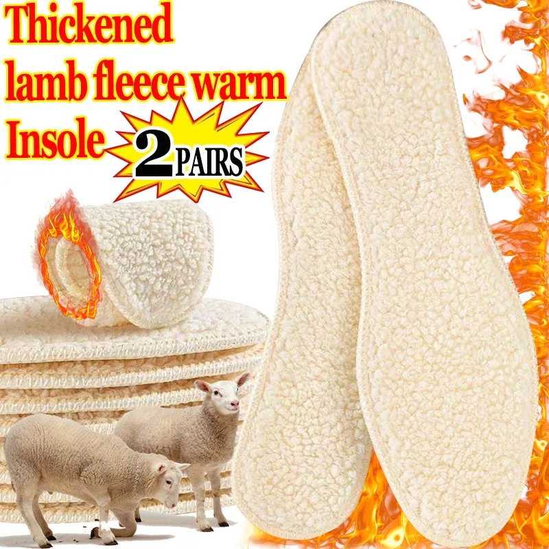 1/2pairs Thicken Warm Insoles Winter Plush Lamb Wool Cold-proof Insole Warm Men Women Snow Boots Foot Pad Soft Tailorable Insole