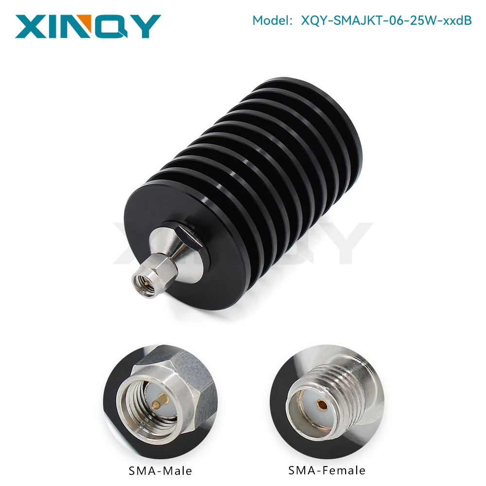 XINQY 25W RF Coaxial Attenuator, SMA-JKT, 6GHz Power/Signal Attenuator, Available Values: 1dB, 3dB, 6dB, 10dB, 20dB, 30dB, 40dB
