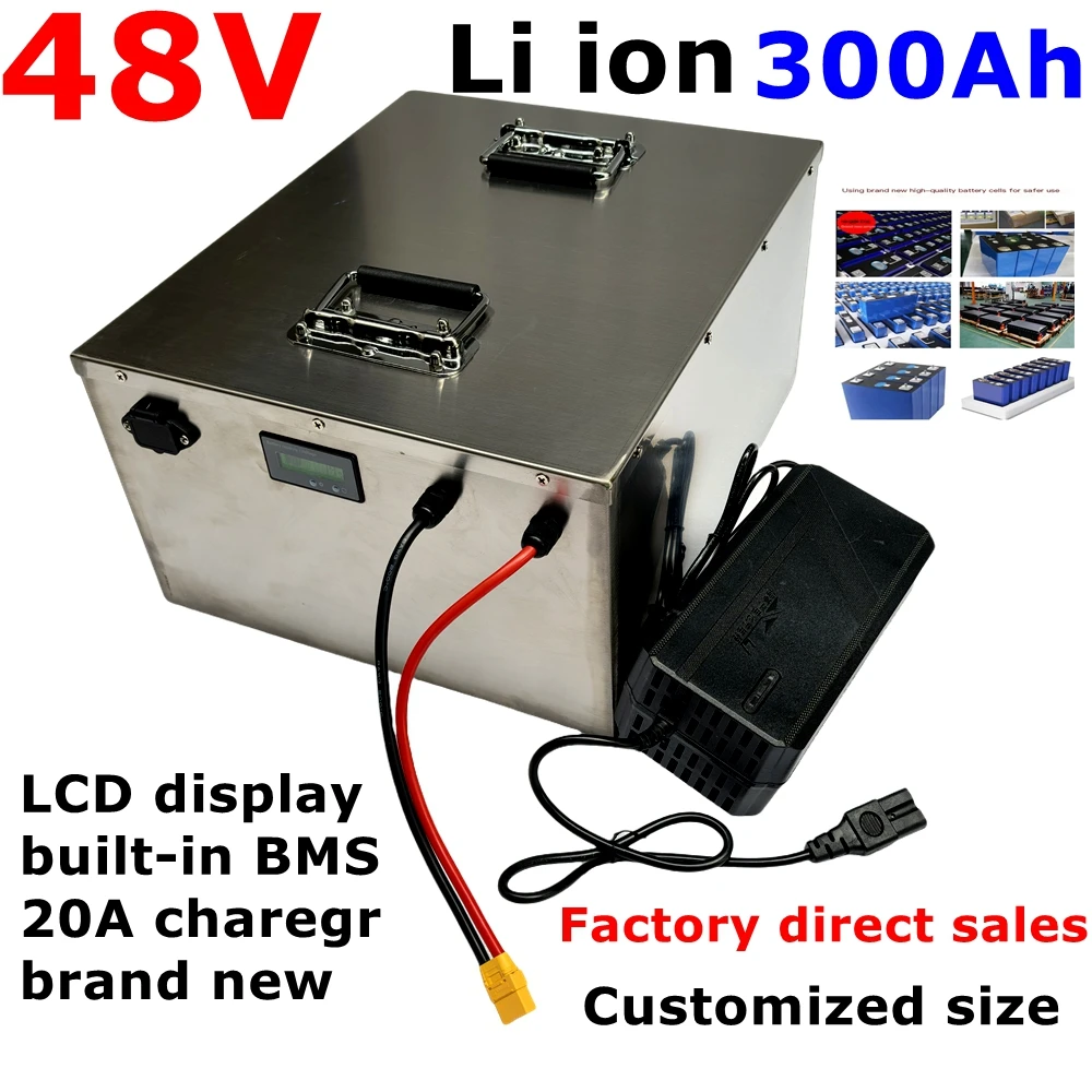 

lithium ion 48V 300AH li ion battery for 7000w scooter bike Solar energy storage golf carts inverter vehicle + 10A charger.