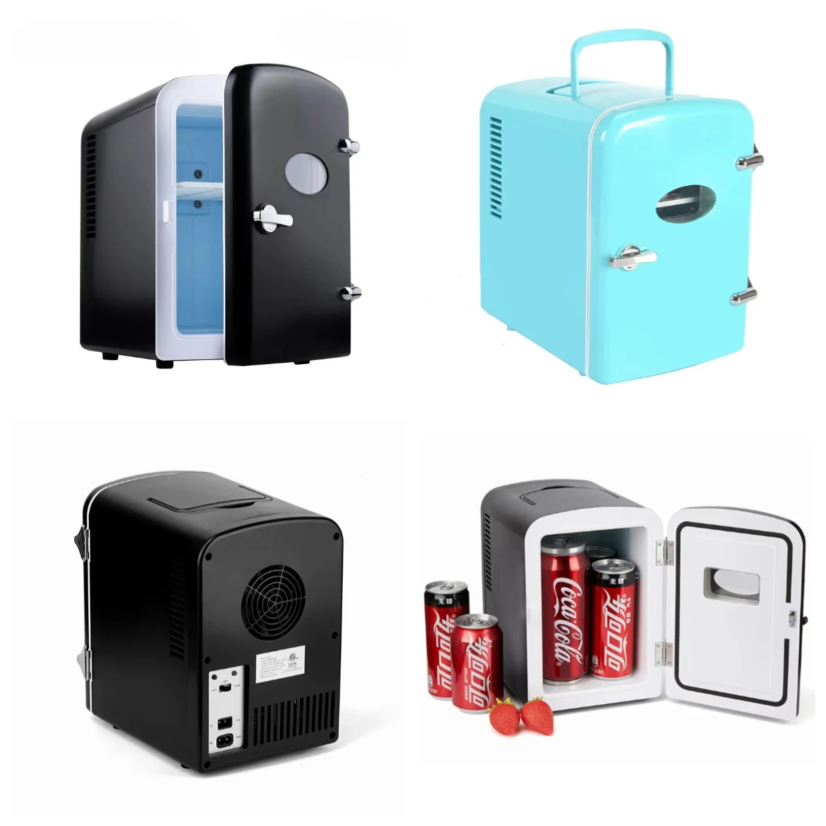 4L Portable Mini Refrigerator, Retro Compact Personal Fridge with Thermoelectric Cooling for Car, Office, Dorm & Home