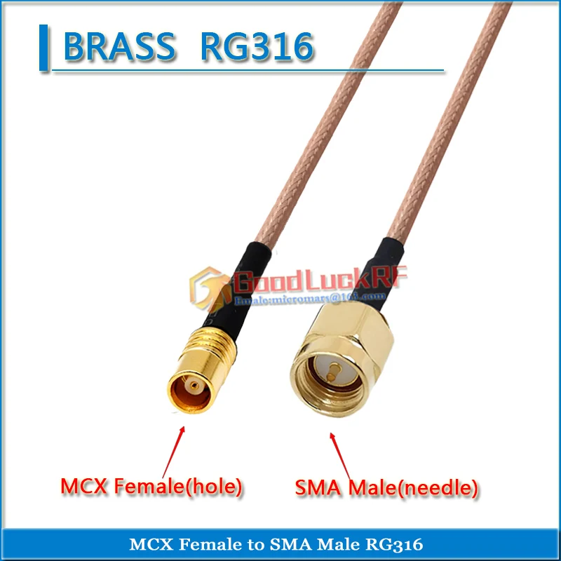 SMA ذكر إلى MCX ذكر وأنثى 90 درجة الزاوية اليمنى 50ohm ضفيرة البلوز RG316 تمديد كابل RF موصل محول